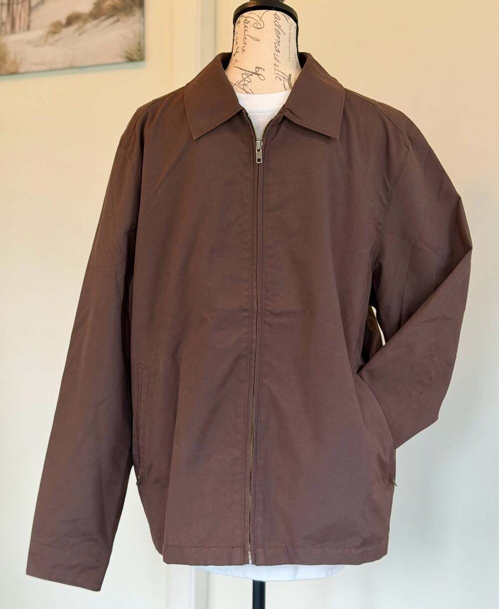 Vintage GAP Men's Brown Lightweight Full-Zip Harrington Jacket Size L